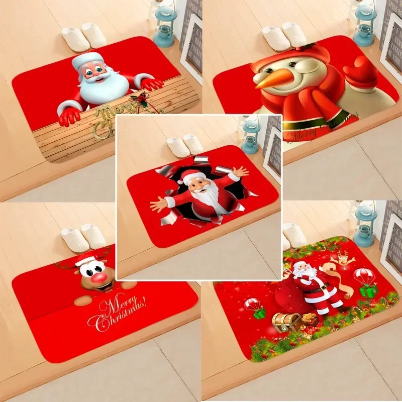 

Christmas Doormat Carpet Absorbent Non-slip Home Bathroom Happy Tree Letters Decorations Birthday Gifts New Year Gift Ideas