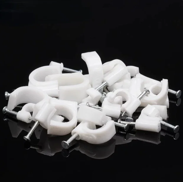 Cable Pipe Clamp 100Pcs U Shape Nail Clip Circle Cable Pipe Fixing Wall Hanging PVC Pipe 4-25mm Dia Wire Line Buckle Management