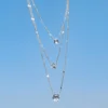 98637-0682ea.jpg Collier Double couche étoile lune pour femmes, couleur argent, breloque délicate en Zircon, chaîne ras du cou en acier inoxydable, bijoux, nouvelle mode