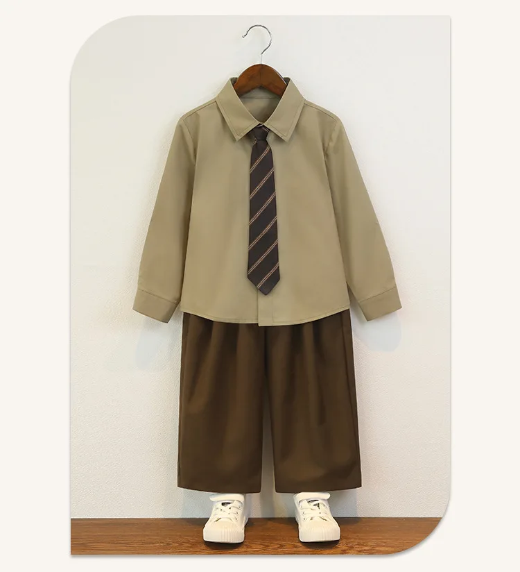 Kinder Jungen Kurzen Ärmeln 3PCS Set Formale Elegante Kind Junge Hochzeit Anzug Gentleman Junge Klavier Host Rede Chor Leistung anzug – Detail 3
