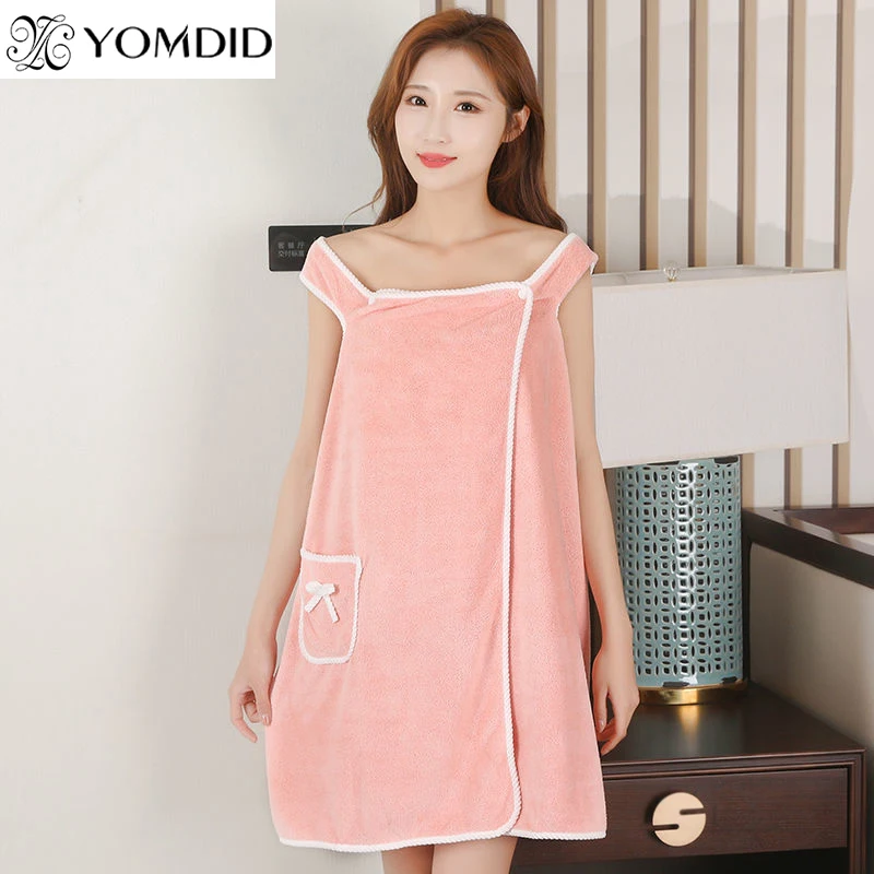 

Bathroom Towel Wearable Towels Bathrobe for Adults Women Wrap Towel Bath Skirt Soft Coral Fleece Multicolor Available 80*135cm