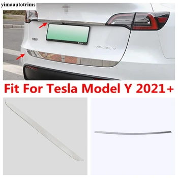 Rear Tail Door Strip Tailgate Trunk Decoration Cover Kit Trim For Tesla Model Y 2021 - 2024 Stainless Steel Exterior Accessories 1
