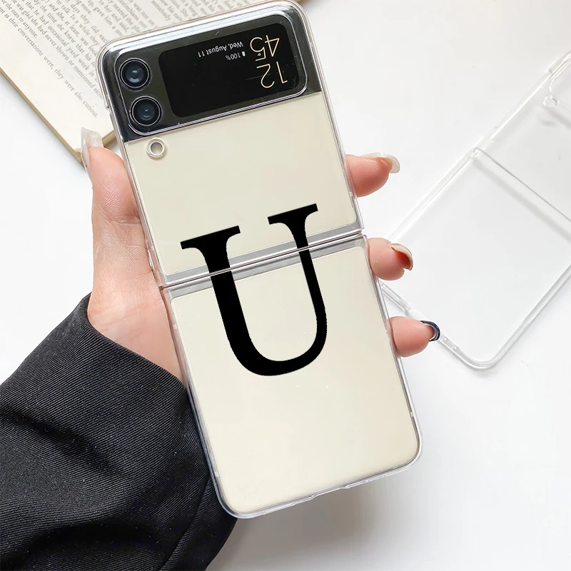 Chic Alphabet Design Clear Hard Phone Case for Samsung Galaxy Z Flip