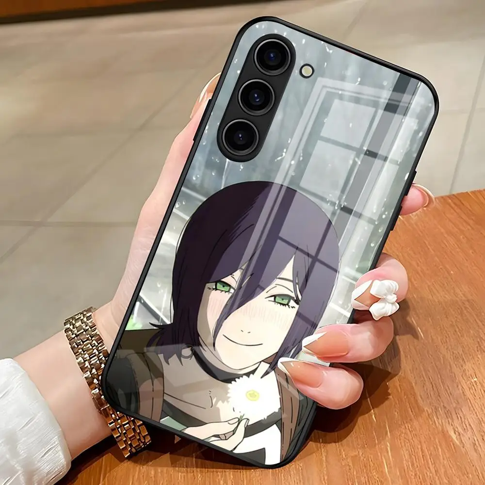 Chic Chainsaw Man Reze Design Glass Phone Case