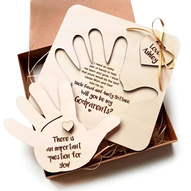 Keresztszülők Javaslat Ajándék Unokák Ujjlenyomat Lábnyom Ajándékok Fa Kézműves Díszek Ajándékkártyák A Keresztanya Számára - Image 2
