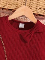 Robe décontractée pour filles, couleur unie, col rond, manches longues, longueur genou, pièce unique, automne 3