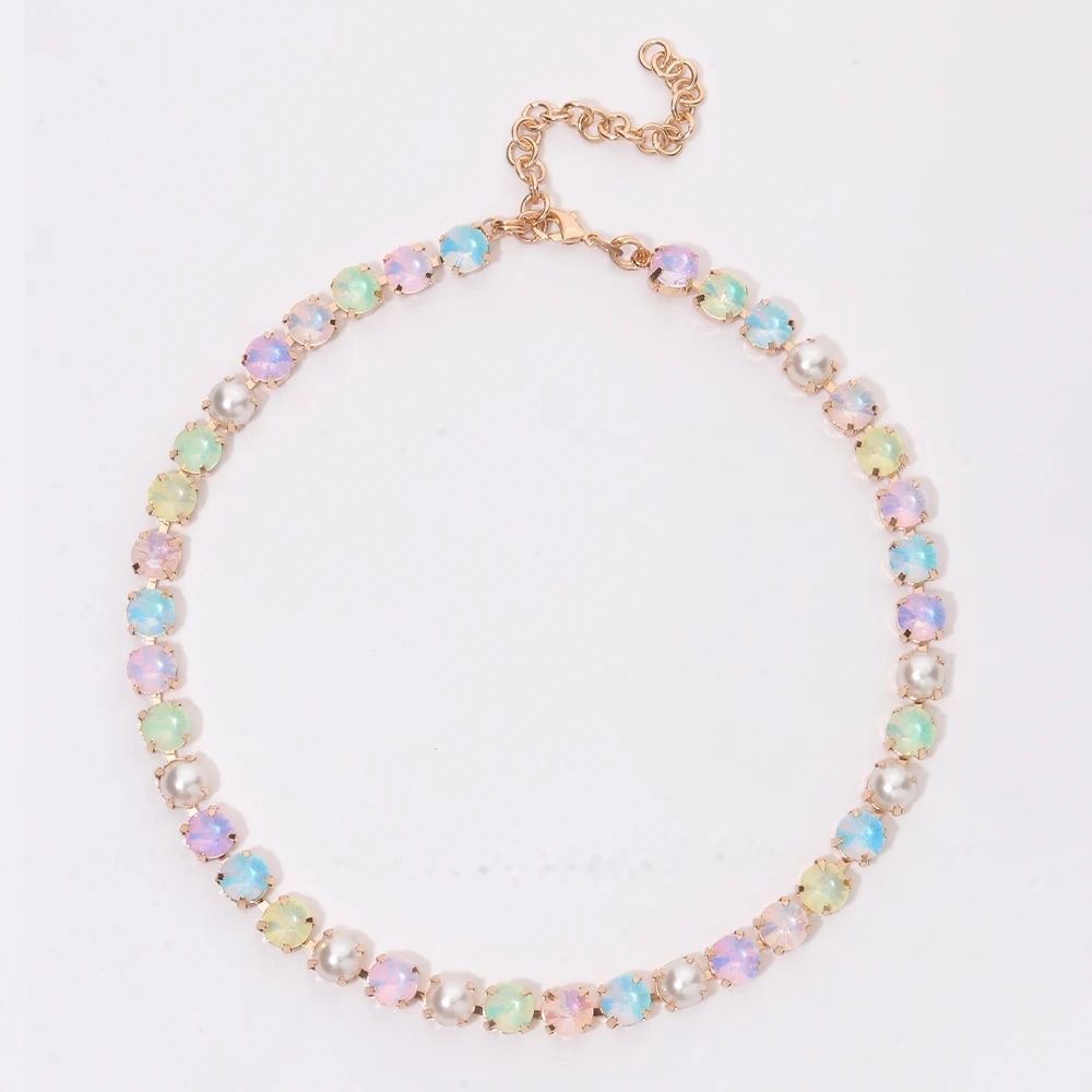 BEUTIFOR Strassperlen, bunte Kristall-Halskette für Damen, handgefertigt, Krallenfassung, Zirkonia-Halsband, Zubehör – Detail 28