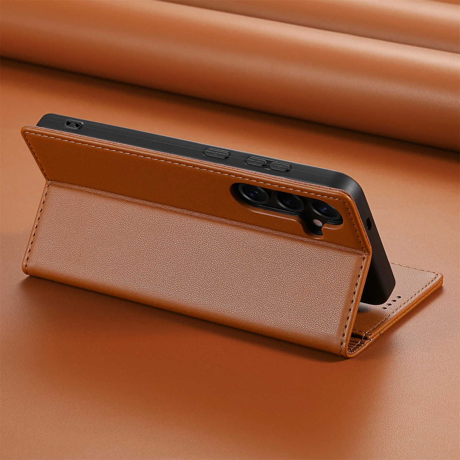 Leather Magnetic Card Holder Wallet with RFID Protection
