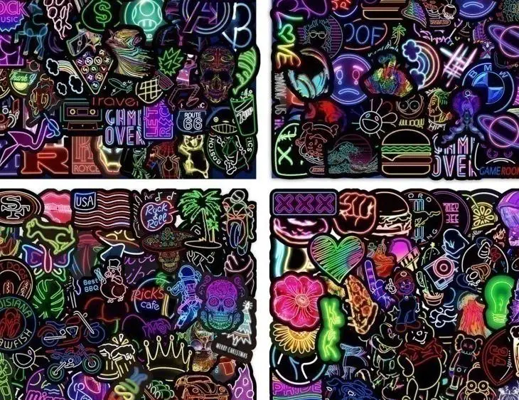 50pcs Creative Neon Graffiti Sticker Mobile Laptop Phone Diy Computer Water Cup Kids Toys Aesthetic Art Decorative Sticker 10 30 50pcs united states new york graffiti sticker suitcases laptops mobile phone guitars water cup helmet decorative sticker