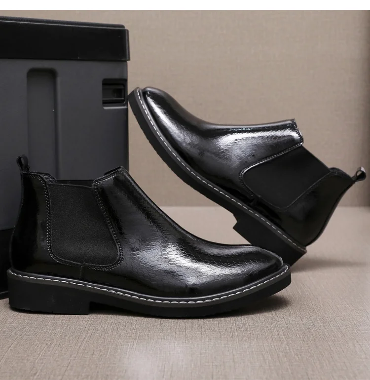 5CM Höhe Erhöhen Männer Chelsea Stiefel Aus Echtem Leder Dicken sohlen Aufzug Stiefel Alle-spiel Bequeme Stiefeletten Mann große Größe – Detail 20