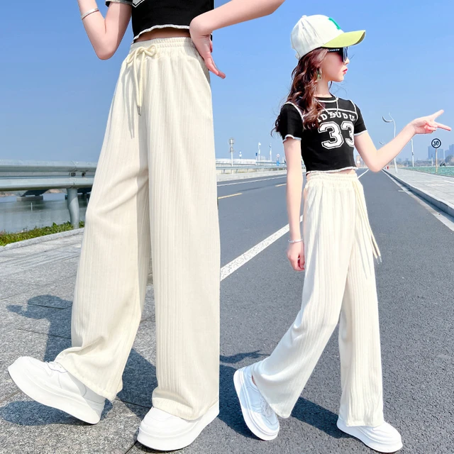 Girls Fashion Casual Wide Leg Pants 2022 Summer New Children Summer  Trousers Girls Loose Casual Pants