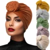 Top Knotted Twisted Muslim Turban Cap Fashion Women Hijab Hats African Head Wraps Female India Hat Hair Loss Chemo Cap 1