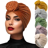 Top Knotted Twisted Muslim Turban Cap Fashion Women Hijab Hats African Head Wraps Female India Hat Hair Loss Chemo Cap 1