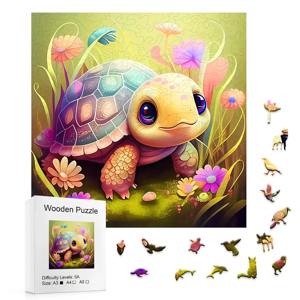 Turtle, Wooden Jigsaw Puzzle, Irregular Shape Particles, Exercise Focus To Help Improve Thinking Ability, Christmas Gift Holiday turtle wooden jigsaw puzzle irregular shape particles exercise focus to help improve thinking ability christmas gift holiday