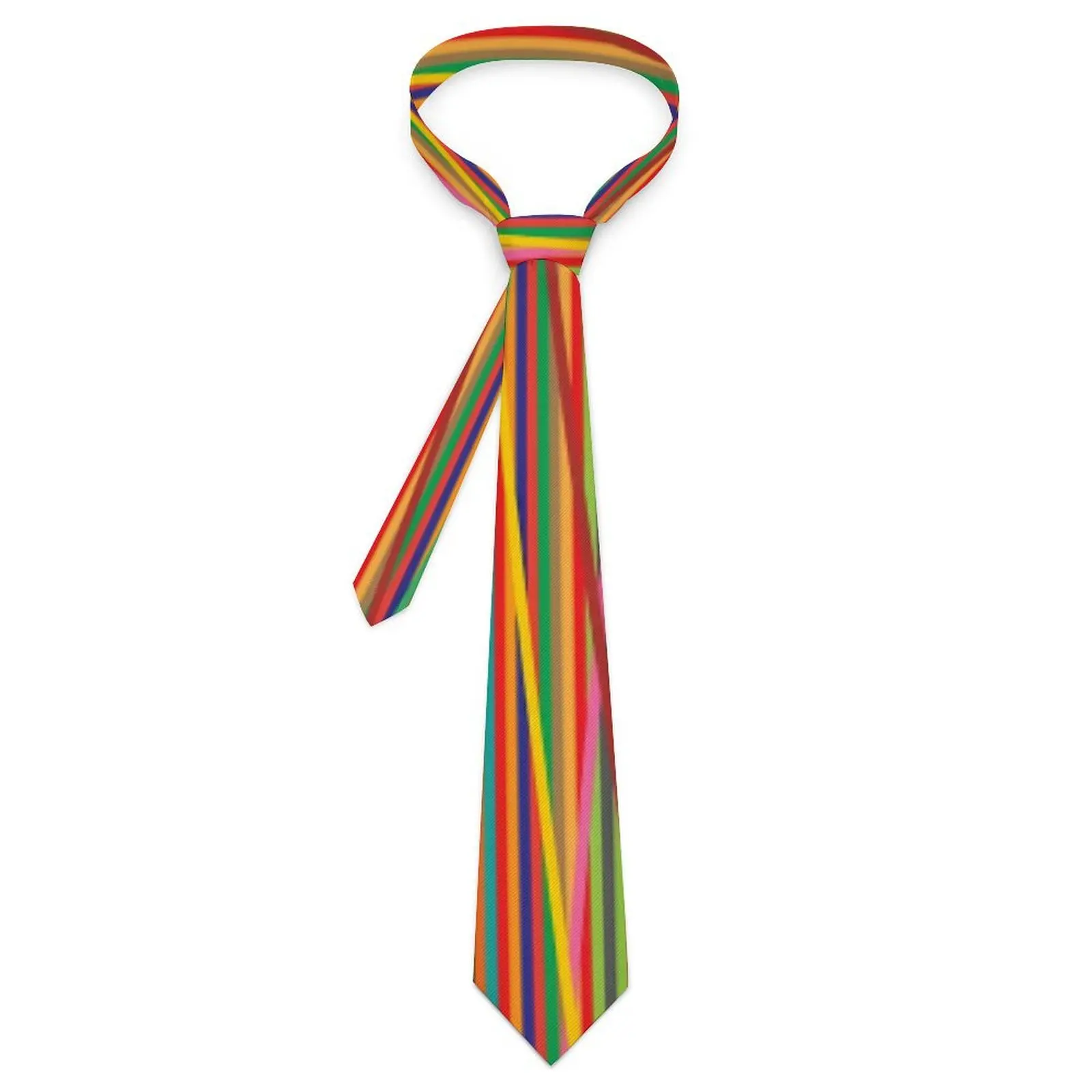 

Striped Design Tie Colorful Abstract Print Pattern Neck Ties Vintage Cool Collar Tie For Men Women Wedding Necktie Accessories