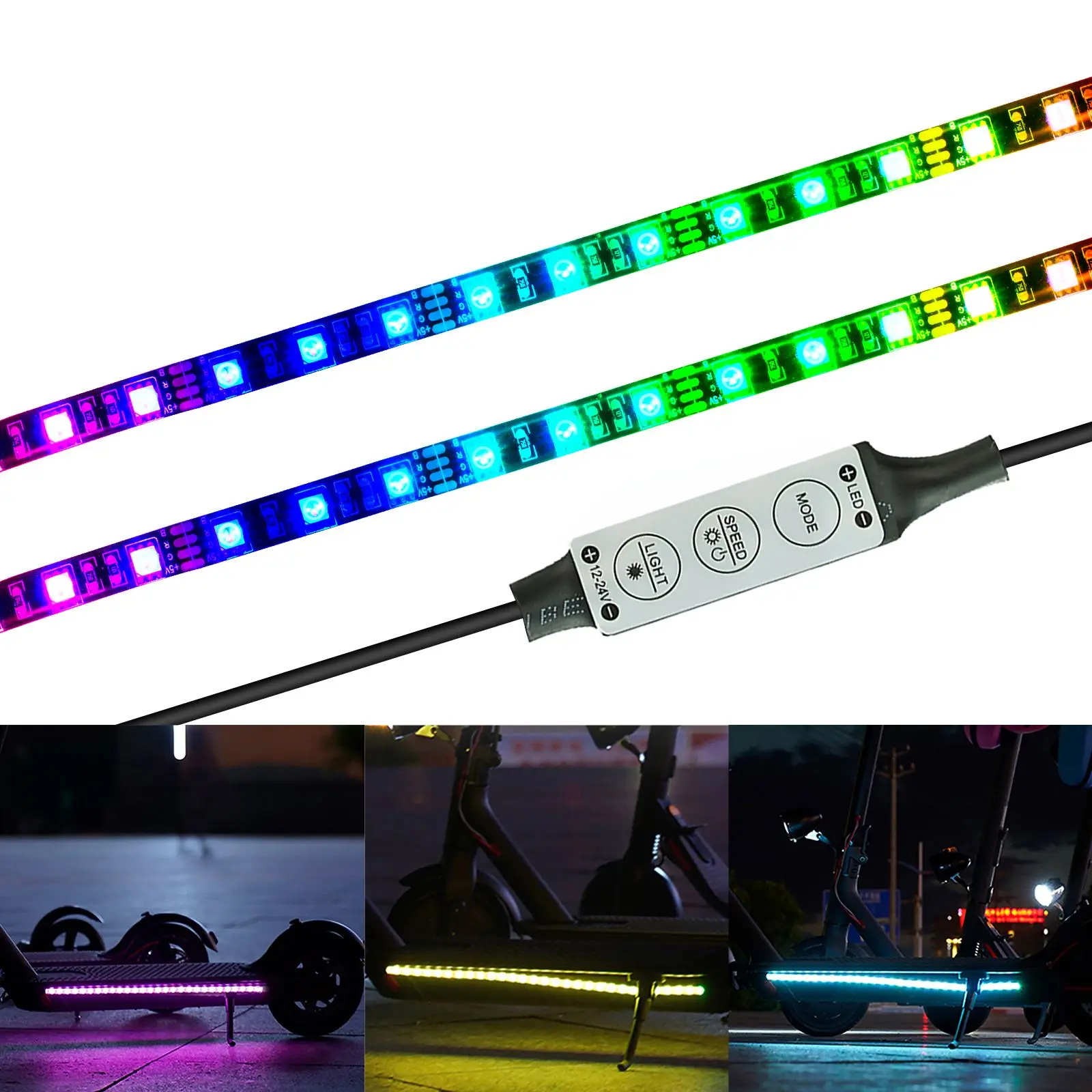 LED Strip Light Flashlight RGB Bar Lamp for Xiaomi M365/Pro Electric Scooter for Ninebot ES1 Max G30 Skateboard Long Light Flash