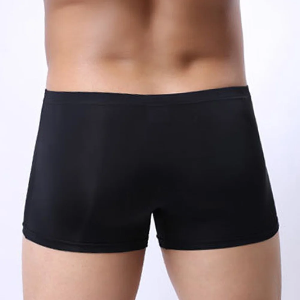 

Men Sexy Ice Silk Seamless Boxer Briefs Thin Underwear Breathable Shorts Bulge Pouch Panties Sensual Bikini Trunks Underpants