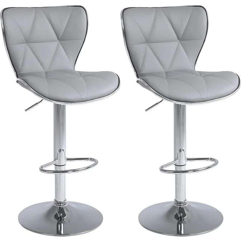 

Adjustable Swivel Bar Stools Set of 2 with Shell Back, Modern PU Leather Counter Bar Stools Chairs with Chrom Base Armless