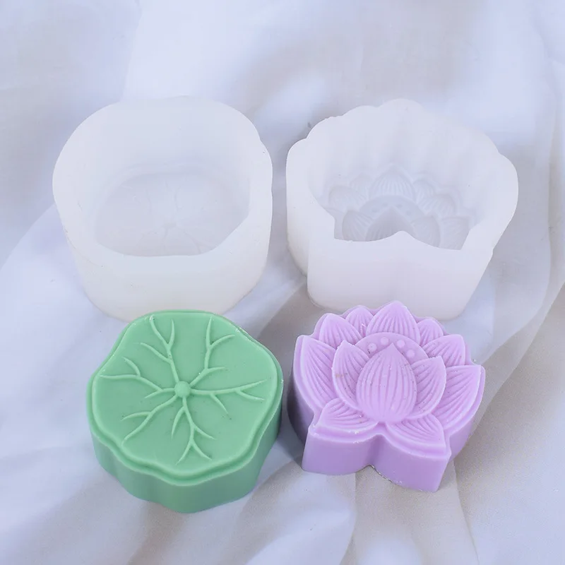 Creative Lotus Flowers Handmade Soap Silicone Molds DIY Leaf Aromatherapy Plaster Gypsum Crafts Mold for Car Decoration