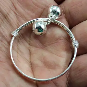 실버 도금 유아 영어 문자 팔찌, 더블 벨, 쥬얼리 선물, 2 개