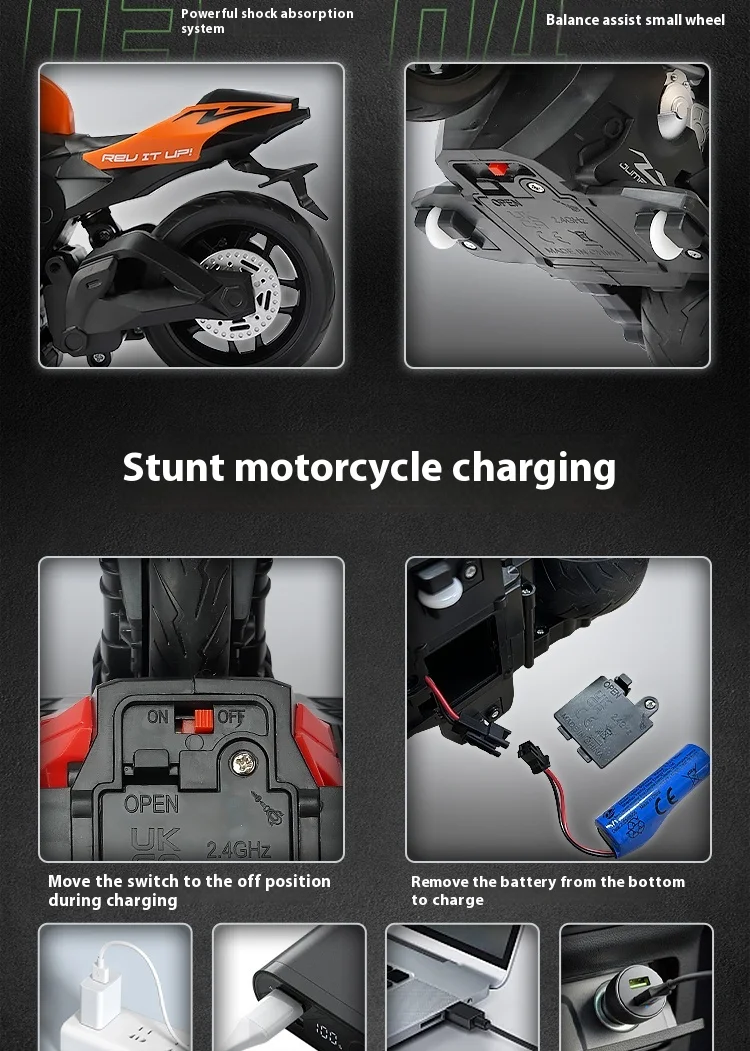 Motocicleta de control remoto, motocicleta todoterreno inteligente de aleación, juguete eléctrico, coche de carreras RC de alta velocidad, motocicleta acrobática a la deriva