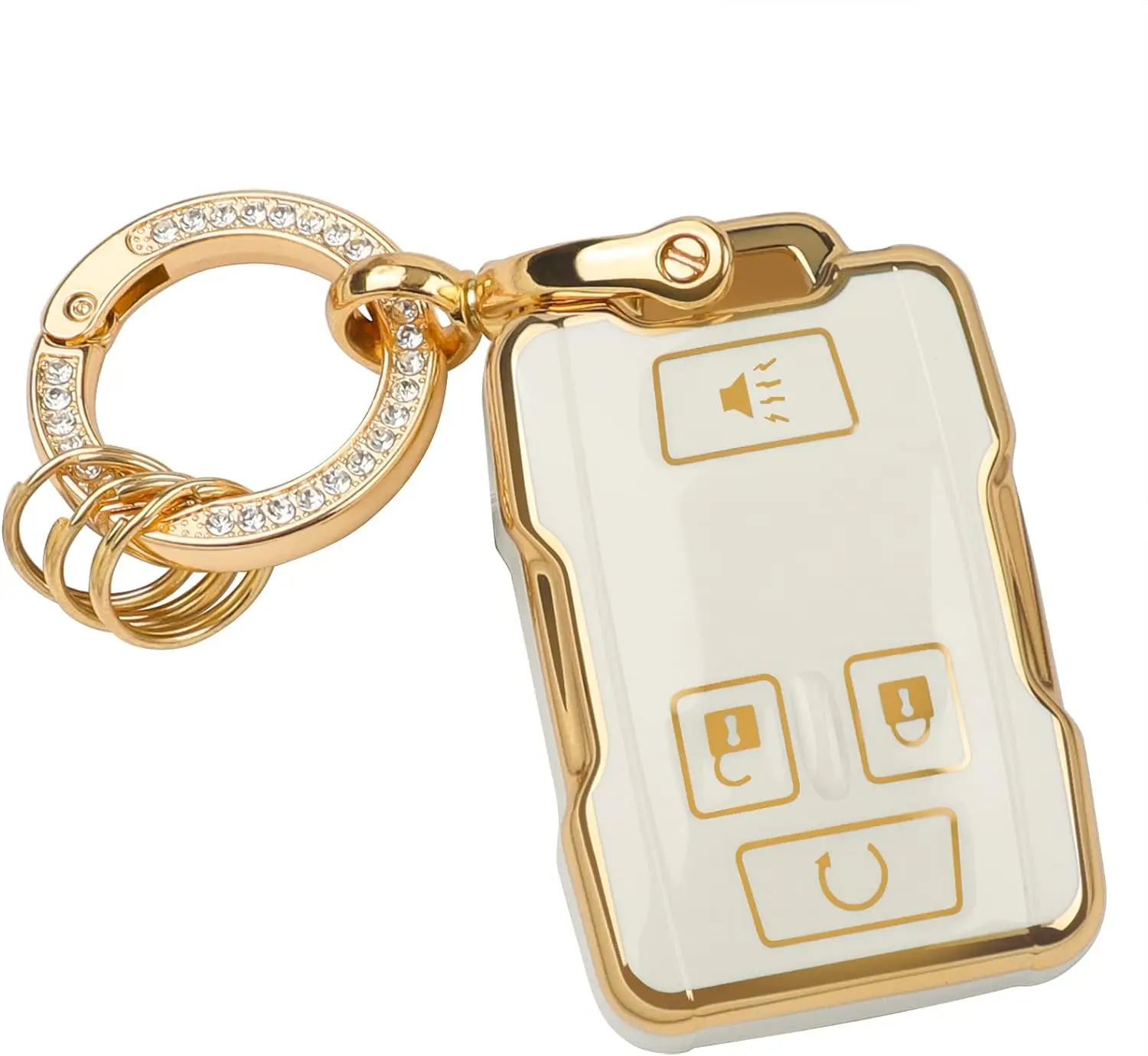 

Key Fob Cover Case with Bling Keychain, Soft TPU 6 Buttons Key Cover