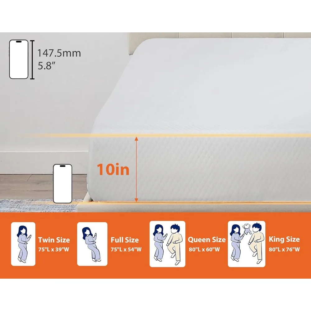 Mattress for Cool Sleep & Pressure Relief,Certipur-Us Certified Memory Foam Mattress,Fiberglass Free Full Size Mattress in a Box 2
