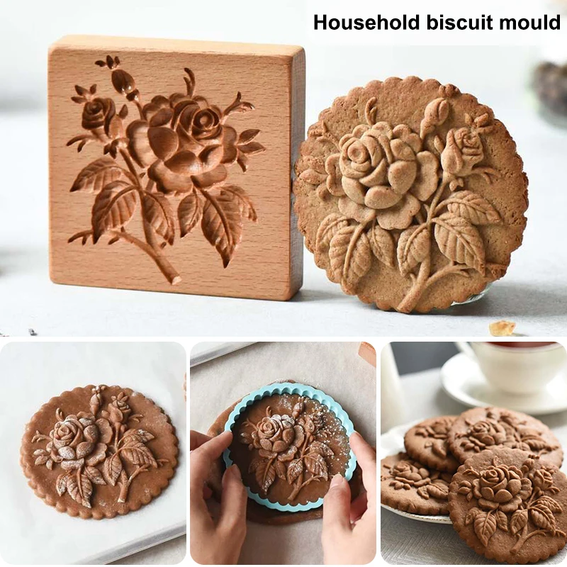 Mould Shortbread Mold Carved Wooden Gingerbread Cookie Mold Cookie