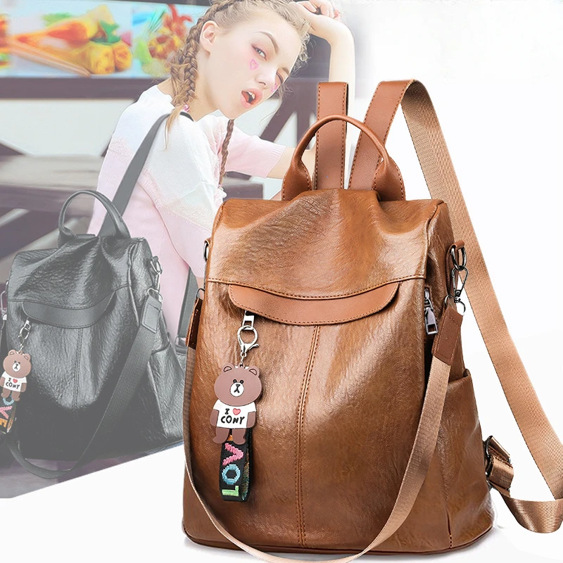

Anti Theft Backpack Women Bags Multifunction Female Backpack Girls Schoolbag Travel Backpack Leather Women