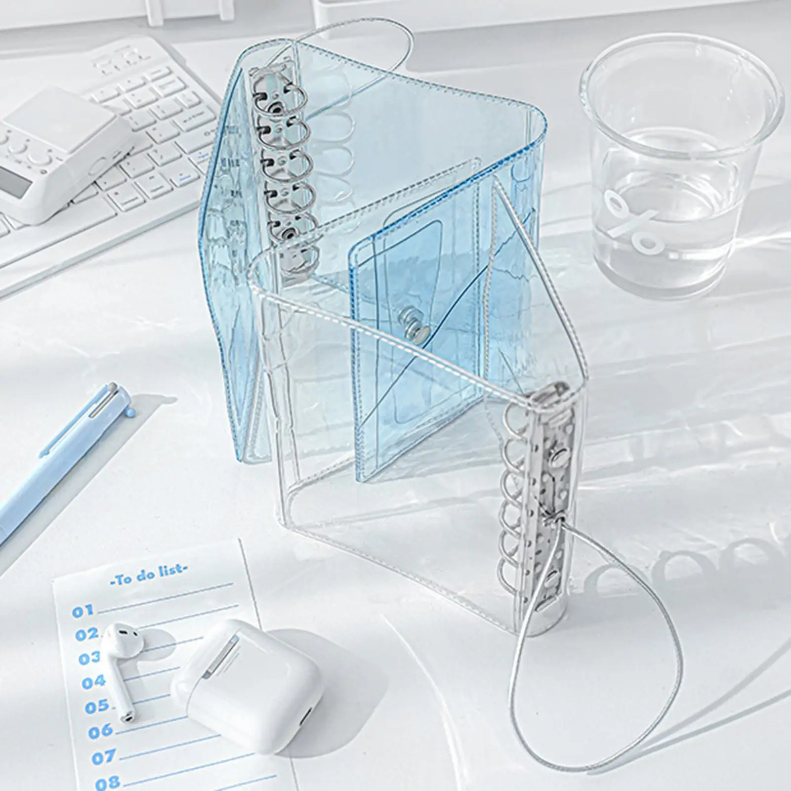 Compact Refillable Tri-Fold Accordion Journal with Clear PVC Cover