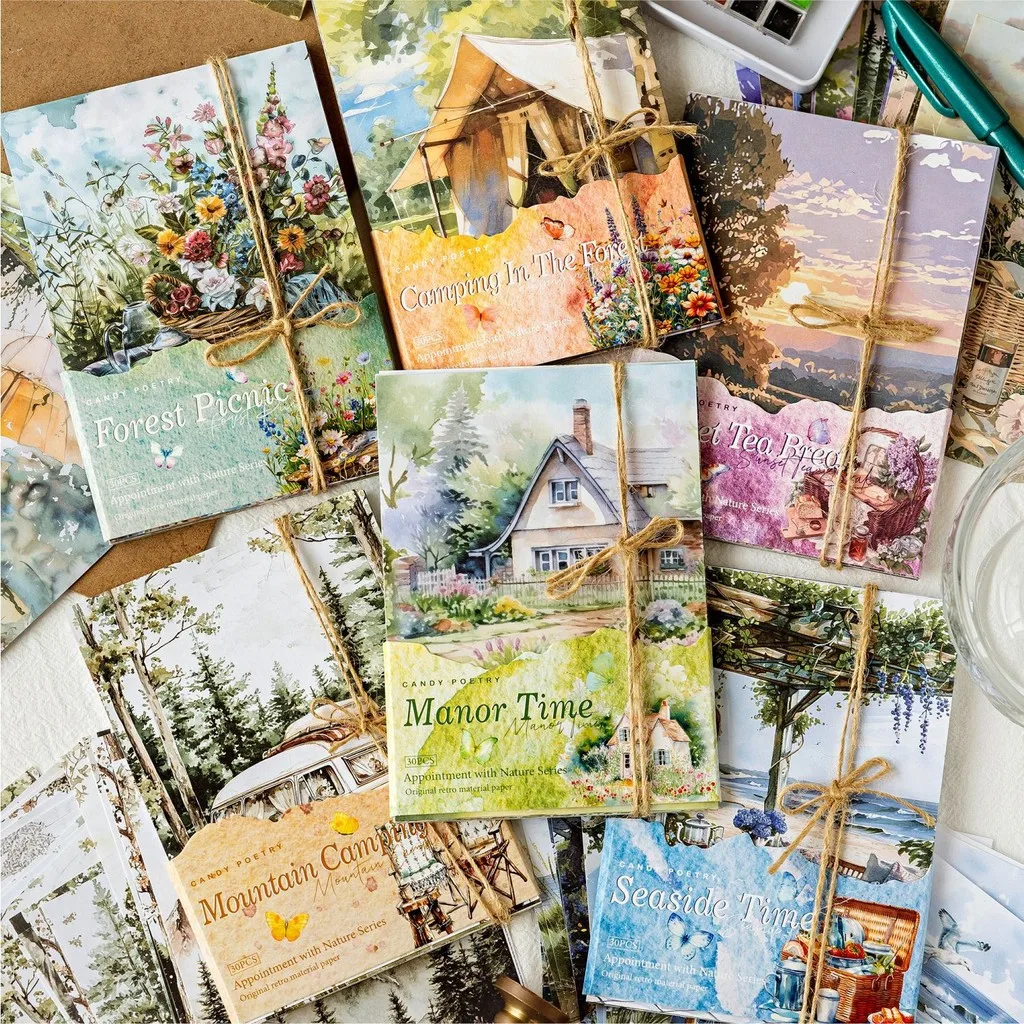 Journamm 30sheets Landscape Diary Scrapbook Paper Vintage Nature Paper for Junk Journaling Scrapbooking Crafting DIY Diaries 3