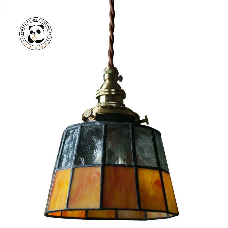 Японский винтажный глянцевый подвесной светильник, классический стеклянный абажур, латунный интерьер, домашний декор, Подвесная лампа для спальни, кухни