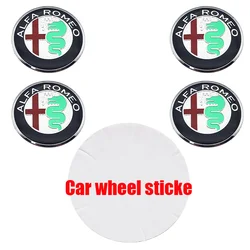 Alfa Romeo 3D Car Emblem Wheel Center Hub Badges - 4pcs Dust - Proof Styling Accessories for 65mm wheel sticker (Alfa color)