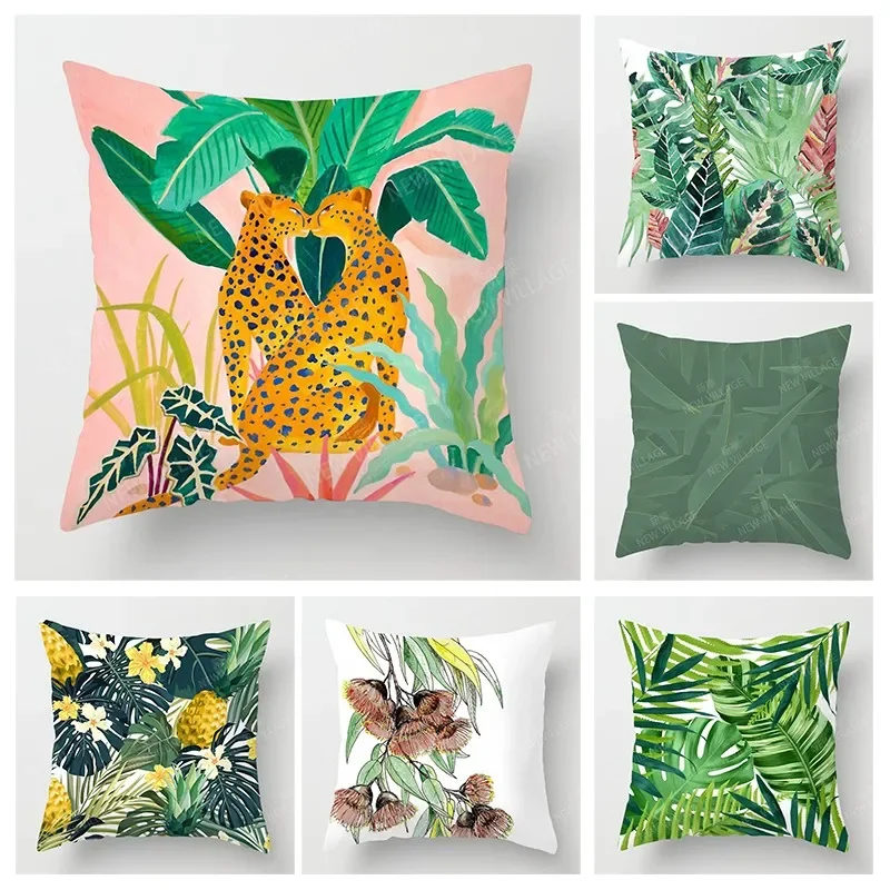 

Скандинавский осенний домашний декор, осенняя декоративная подушка, искусственная подушка для дивана, современный 45x45 см 45*45 50x50 60x60 см 40*40 см, растение с зелеными листьями