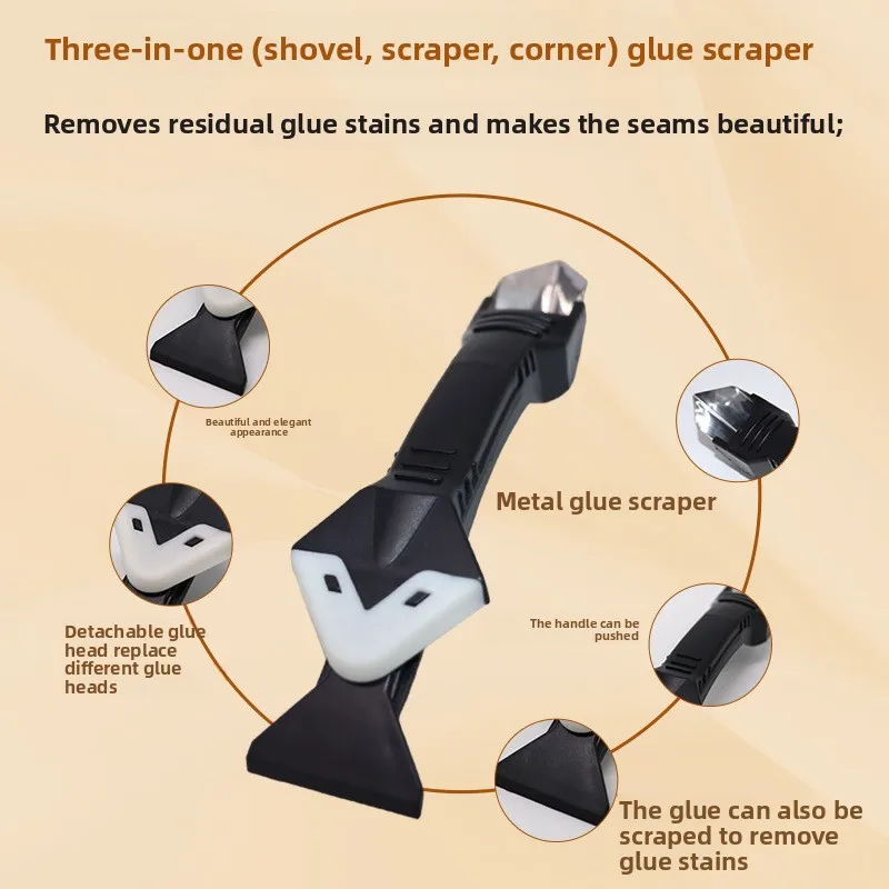 Multi functional scraper, plastic scraper, beauty sewing tool, three in one scraper, glass glue gluing and trimming device