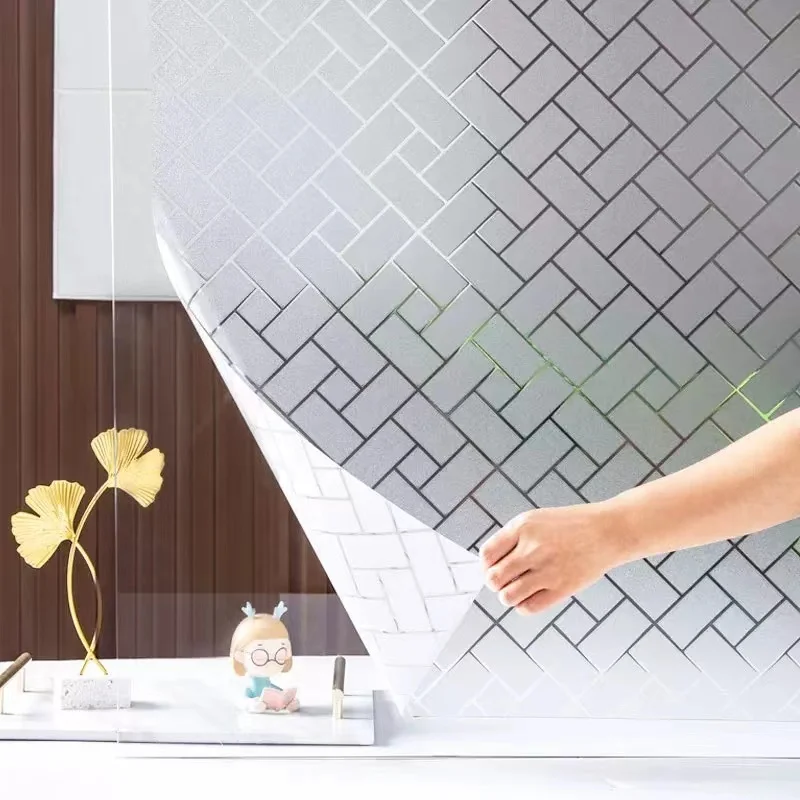 Inclined Plaid Glass Window Film Privacy Frosted Glass Window Sticker Covering Home Translucent Opaque Sticker Suitable for Kitchen Bathroom Office and Other Scenes window film window privacy film window sticker