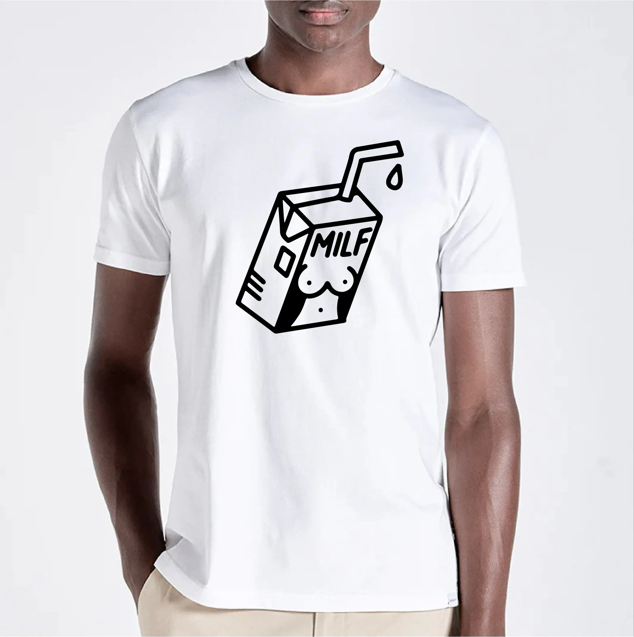 T-Shirt Originale Bianca Da Uomo Con Grafica Scatola Milk Weights On