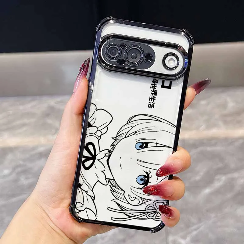 Kawaii Rem Emilia Plating Drop-Proof Transparent Phone Case