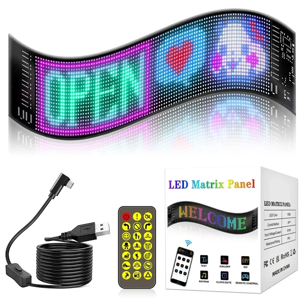 LED Message Board LED Display Board LED AD Display Screen Message Scrolling Sign Board Ultra-thin Soft Flexible Advertising Light For Store Car Display