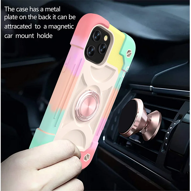360° Rotation Ring Armor Shockproof Protective Case - Durable PC+TPU Back Cover