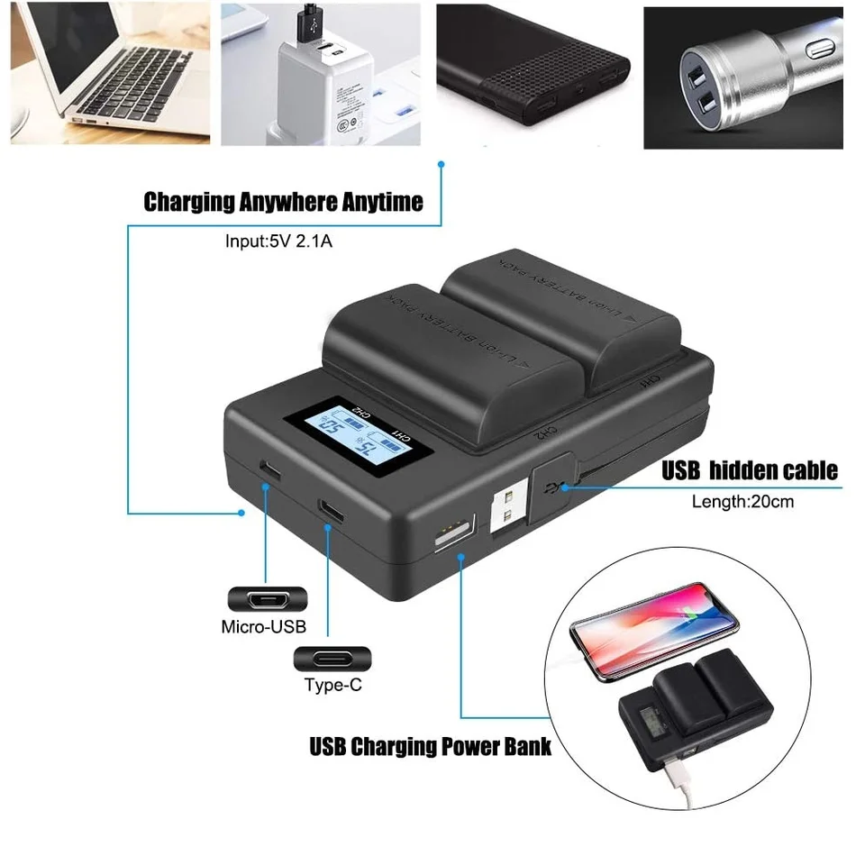 Cubeon Z50 z30 z fc z50iiカメラ用のデュアルバッテリー充電器