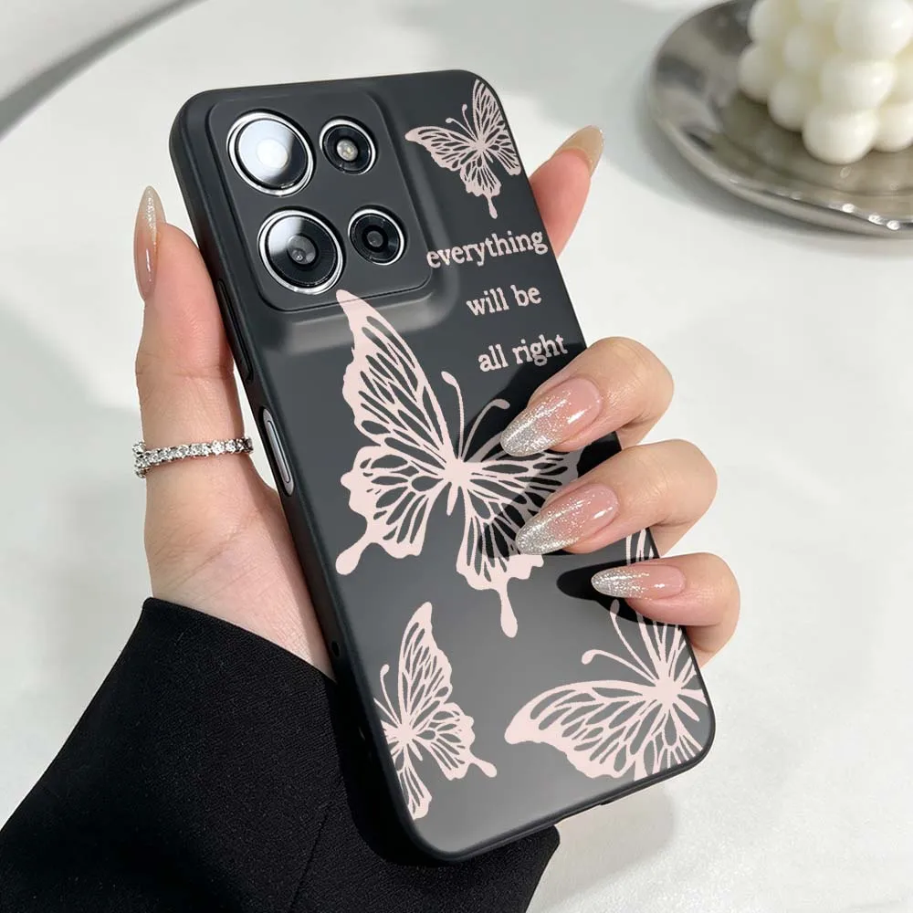 Artistic Butterfly Pattern Black Soft Phone Case