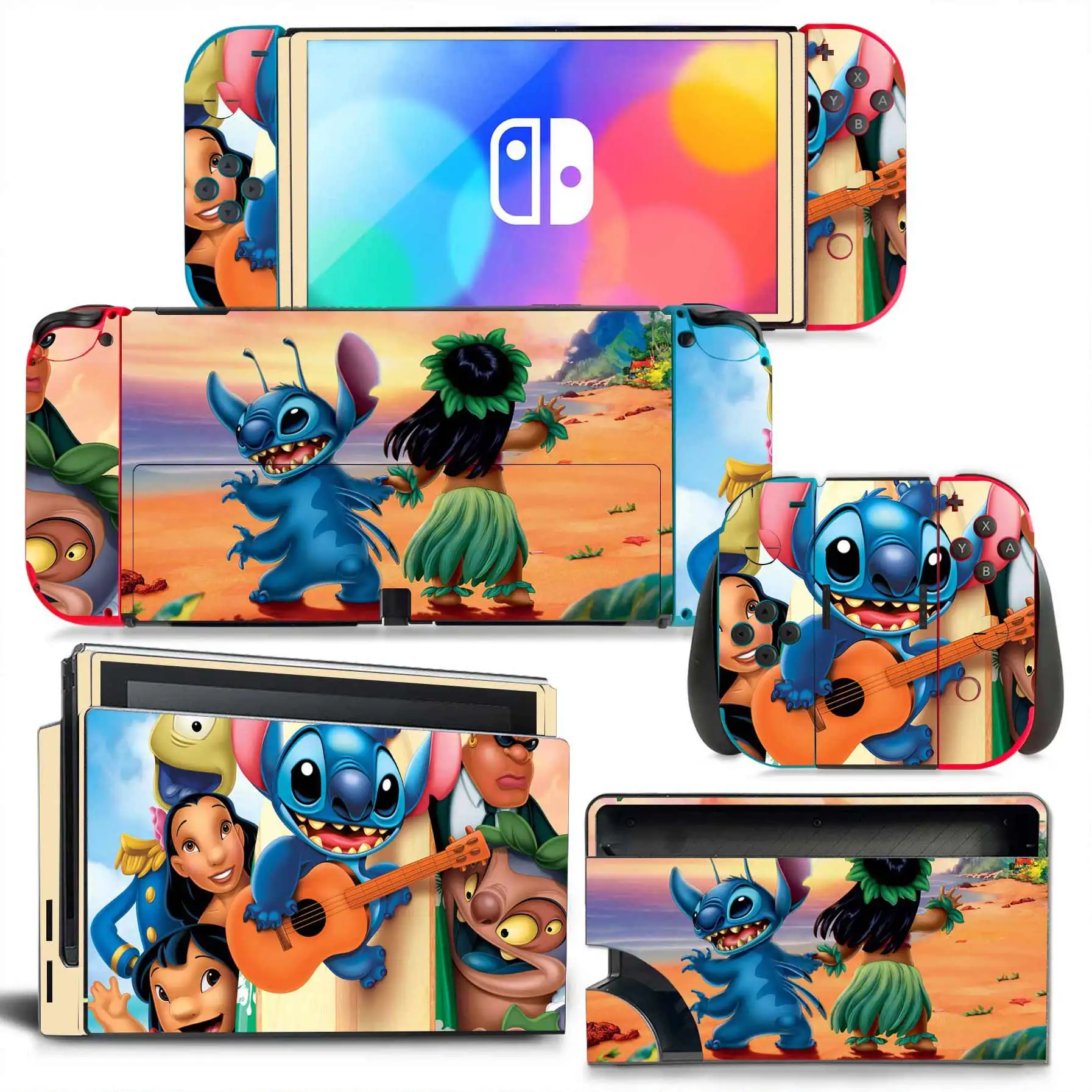Stitch sticker skin Charging Dock Station Cover Protective Shell for Nintendo Switch Oled NS Console Crystal Protector Skin 