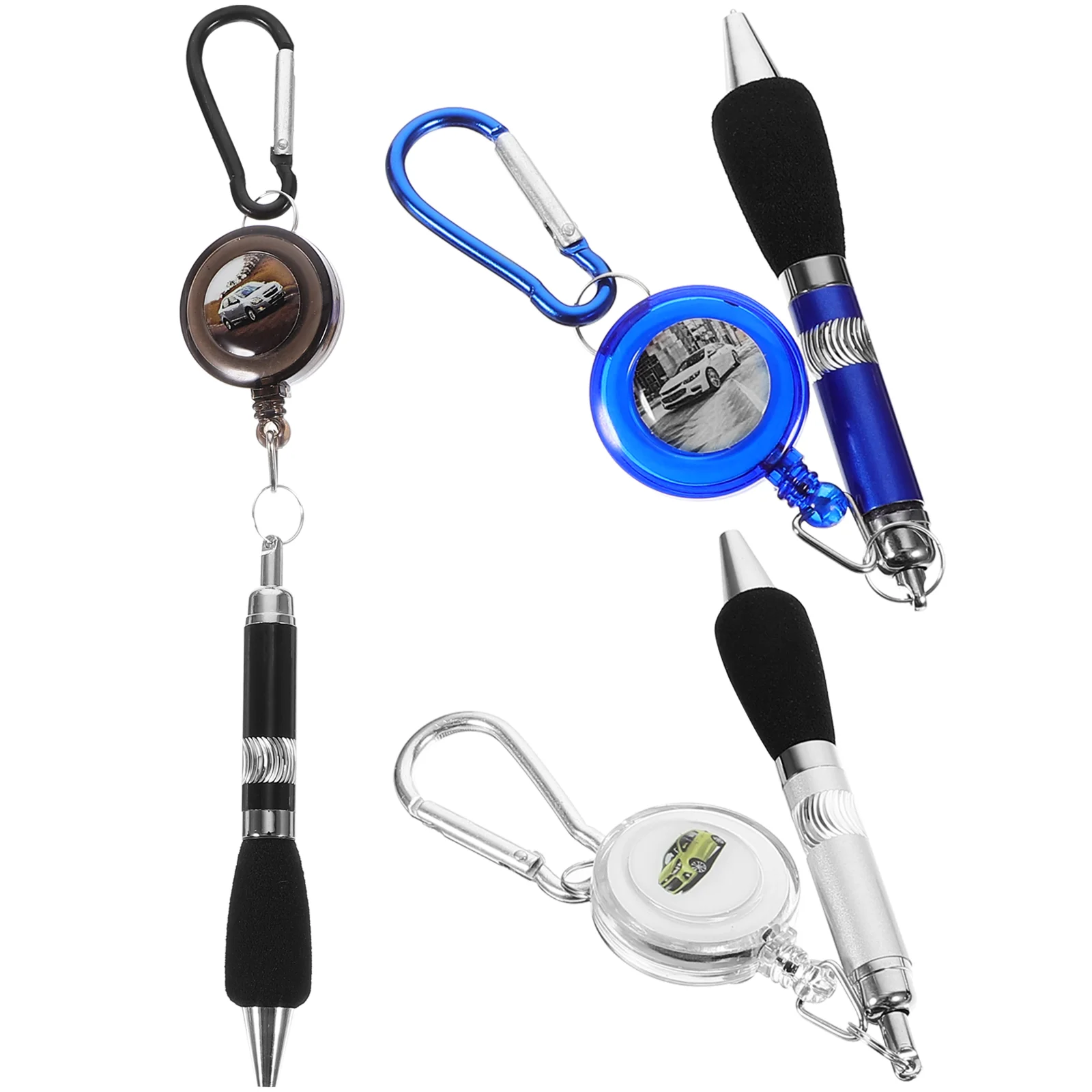 

Retractable Badge Reel Pen 3-in-1 Handy Retractable Waistband Clip & Belt Clip Keychain & Carabiner - pcs/set (Mixed Color)