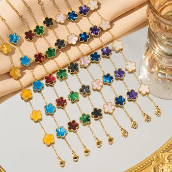 316L Stainless Steel Clover Flower Bracelet Women 1