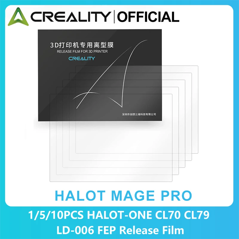 

Creality Official FEP Film 1/5/10 шт. для фотографий/Pro(CL70)/PLUS (CL79)/HALOT-ONE/HALOT MAGE PRO, пленки для 3D принтера из смолы