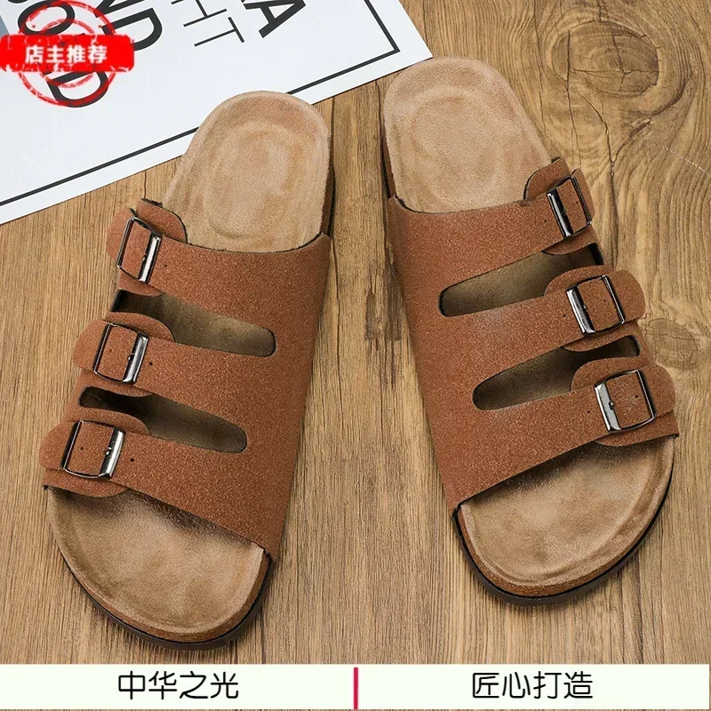 Summer men's and women's slippers 35-46 outdoor large size casual high-end cowhide sandals, waterproof beach shoes