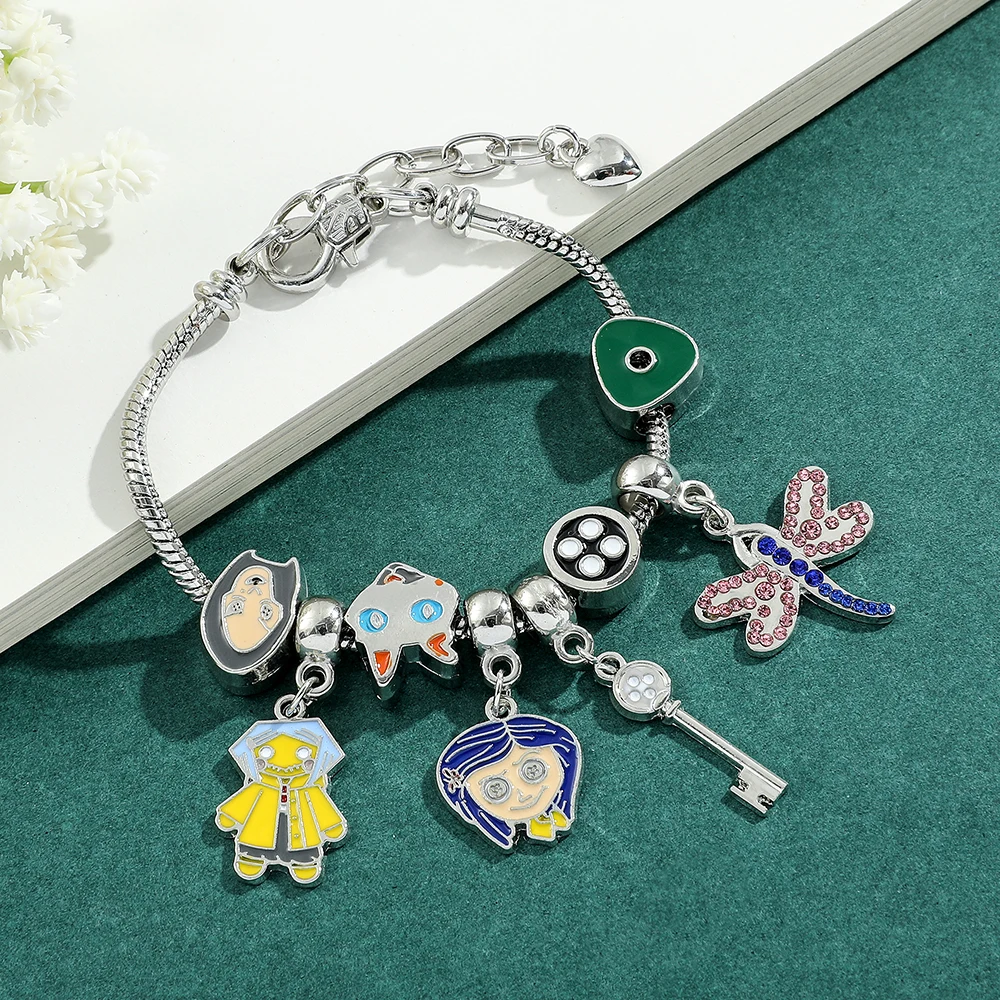 Coraline and the Secret Door Charms Bracelets Women Halloween Christmas Jewelry Gothic Hand Chains Girls Anime Bangles