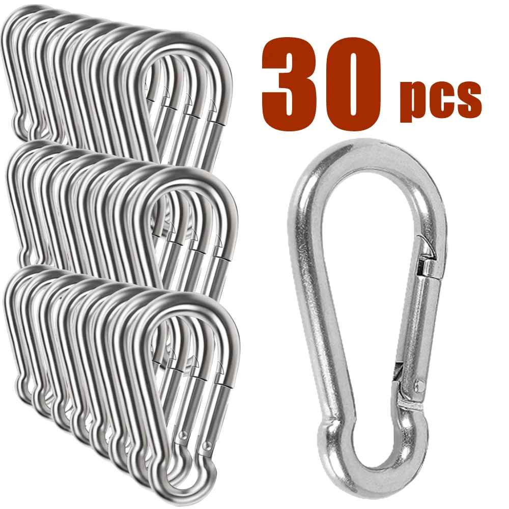 Carabiner Carbon Steel D-Ring Key Chain Clip 20/30Pcs Camping Keyring Snap Hook Outdoor Travel Kit Camping Equipment climbing carabiner
