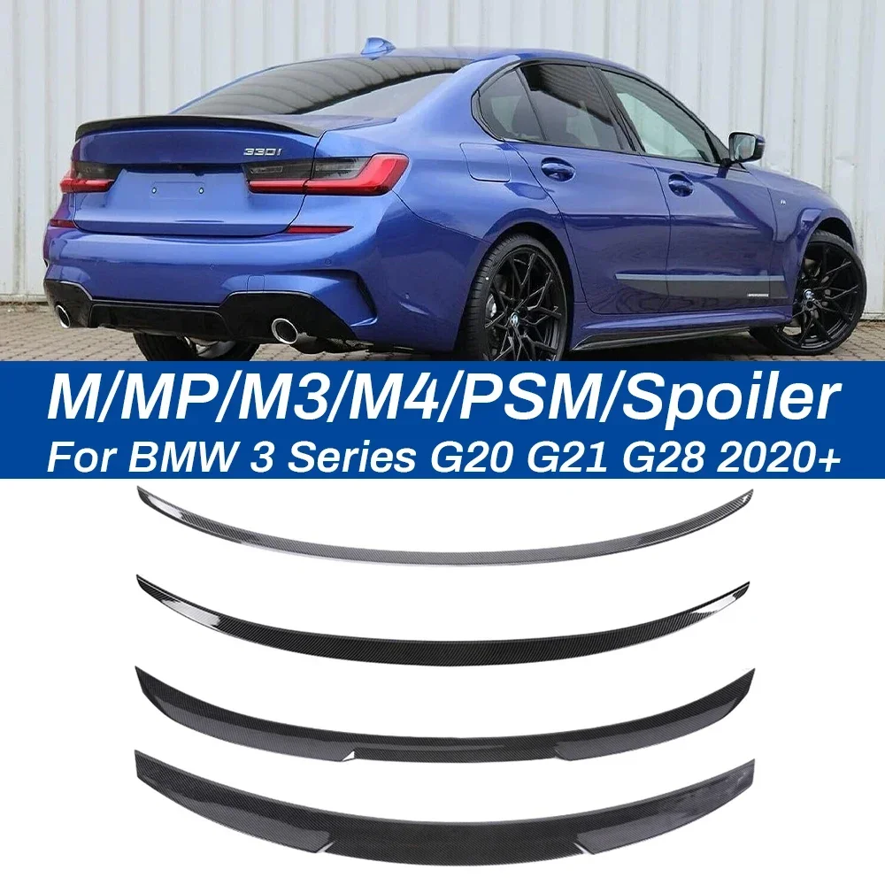

For BMW 3 Series G20 G21 G28 2020+ Gloss Black M3 MP PSM M4 Style Rear Roof Lip Bumper Trunk Wing Carbon Fiber Slim Spoiler Kit